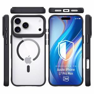 3mk Satīna bruņu Magnētiskais viedtālruņa apvalks iPhone 17 Pro Max - caurspīdīgs melns