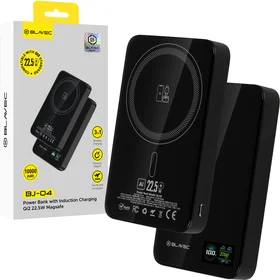 Blavec Portatīvais lādētājs 10000mAh BJ-04 Plāns 13,5mm - Type C - 22,5W magnētiskā Magsafe 3 in 1 (PBBJ04-MC10B) melna stikls