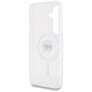Viedtālruņa apvalks Karl Lagerfeld Button Karl Head Printed Logo Magnētiskais Samsung Galaxy S25 balts
