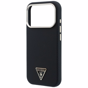 Guess Kevlar Triangle Logo MagSafe maciņš modelim iPhone 17 Pro / 18 Pro – krāsa: melna