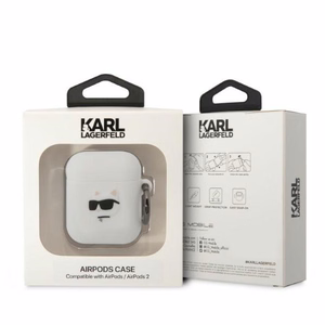 Karl Lagerfeld KLA2RUNCHH AirPods 1/2 чехол белый/белый Silicone Choupette Head 3D