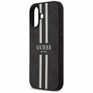 Guess 4G MagSafe futrālis iPhone 17 ar apdrukātu svītru apdruku - melns
