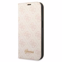 Viedtālruņa apvalks Guess GUBKP14LHG4SHP iPhone 14 Pro 6.1" - rozā / rozais logotips 4G Vintage Gold Logo