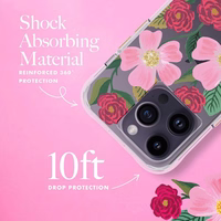 Rifle Paper Clear - maciņš decorated in zeltains iPhone 14 Pro (Rose Galden)