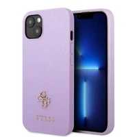 Guess GUHCP13MPS4MU iPhone 13 6.1" violets/violets cietais apvalks Saffiano 4G mazs metāla logotips