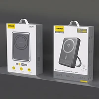 Dudao K28 10000mAh PD 22.5W Magnētiskā portatīvais lādētājs ar metāla apvalku un gredzena statīvu - pelēka