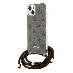 Guess Crossbody Cord 4G Print viedtālruņa apvalks iPhone 15 / 14 / 13 - brūns
