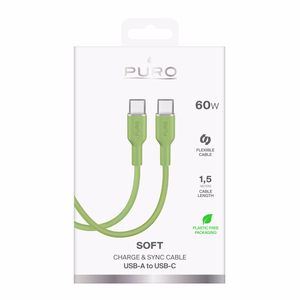 Puro ICON USB-C - USB-C kabelis 1.5m - zaļš