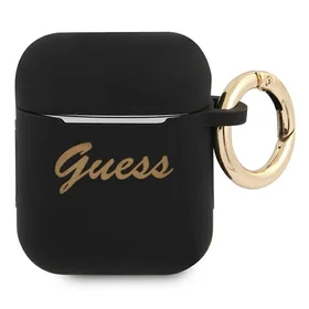 Guess GUA2SSSK AirPods apvalks melns/melns Silikons Vintage Script