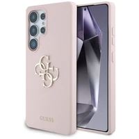 Viedtālruņa apvalks Samsung Galaxy S25 Ultra – rozā, Guess silikona lielais 4G logotipa apakšējais uzraksts