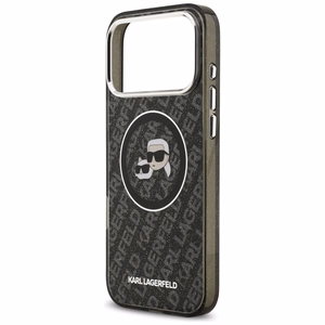 Viedtālruņa apvalks Karl Lagerfeld IML Glitter Karl&Choupette Heads Logo MagSafe iPhone 17 Pro Max - melns