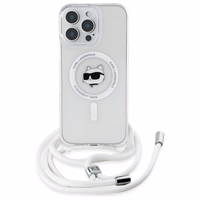 Karl Lagerfeld IML Choupette galva un aukla MagSafe iPhone 16 Pro viedtālruņa apvalks - caurspīdīgs
