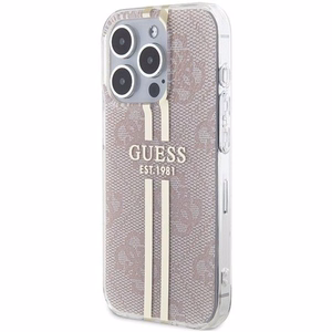 Guess IML 4G Gold Stripe viedtālruņa apvalks iPhone 14 Pro Max - rozā