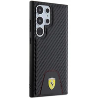 Ferrari Carbon Stitched Bottom viedtālruņa apvalks Samsung Galaxy S24 Ultra - melns