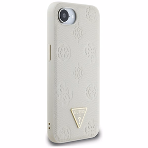 Guess Grained Hot Stamp Peony Triangle Logo magnētiskais viedtālruņa apvalks iPhone 16e - bēšs