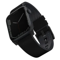 Uniq Straden ādas Hybrid siksniņa priekš Apple Watch 1/2/3/4/5/6/7/8/SE/SE2/Ultra 42/44/45/49mm - melns