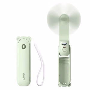 Jisulife rokas ventilators Life8 Mini, pārnēsājams USB ventilators ar 2000mAh portatīvo lādētāju un lukturīti - zaļš
