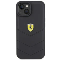 Ferrari dygsnots metāla logotipa apvalks iPhone 15 – melns