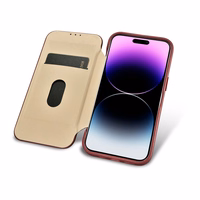 iCarer CE Premium ādas folio viedtālruņa apvalks iPhone 14 Pro Max magnētiskais atveramais apvalks MagSafe sarkana