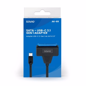 SAVIO AK-69 adapteris USB-C 3.1 Gen 1 (V) – SATA (F) 2,5″ diskdziņiem