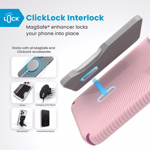 Speck Presidio2 Grip ClickLock & MagSafe vāciņš ierīcei iPhone 16 Pro Max, Wednesday Pink / Boysenberry Purple / balts