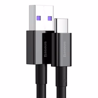 Baseus Superior USB - USB Type-C kabelis ar ātru uzlādi 66 W (11 V / 6 A) Huawei SuperCharge SCP 1 m melns