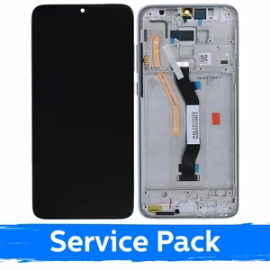 LCD Displejs Saderīgs ar Xiaomi Redmi Note 8 Pro Ar Frame / Balts / (Service Pack)