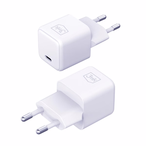 3mk Hyper Charger PD GaN 25W sienas lādētājs ar USB-C kabeli – balts