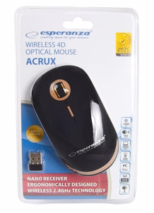 Esperanza EM127 Mouse RF Wireless Optical 1600 DPI melns
