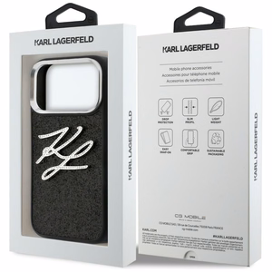 Karl Lagerfeld IML Glitter KL Diamond Logo чехол для iPhone 17 Pro чёрный