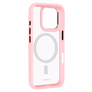 Liavec Hybrid Magsafe Skaidrs viedtālruņa apvalks Iphone 16 Pro gaiši rozā