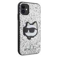 Karl Lagerfeld KLHCN61G2CPS iPhone 11 / Xr 6.1" sudrabains cietais viedtālruņa apvalks Spīdumi Choupette Emblēma