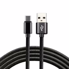 everActive cable USB-C 1m - melns, braided, quick charge, 3A - CBB-1CB
