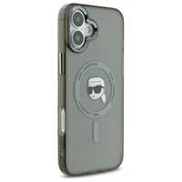 Karl Lagerfeld IML Metal Karl Head Magnētiskais iPhone 16 Plus viedtālruņa apvalks - melns