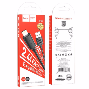 Kabelis USB A uz Lightning Hoco 2,4A 1 m X88 melns