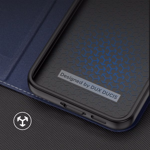 Dux Ducis Skin X2 viedtālruņa apvalks Samsung Galaxy S23+ atverams apvalks ar maku un statīvu zils