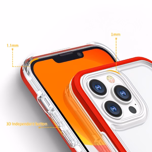  Skaidrs 3in1 vāciņš iPhone 13 Pro ar sarkanā rāmis želejas pārklājums