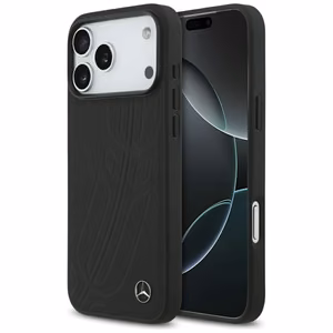 Mercedes Leather Large Laurel Leave MagSafe Case for iPhone 17 Pro Max - Black