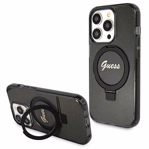 Guess Ring Stand Script Glitter MagSafe чехол для iPhone 13 Pro / 13 - чёрный