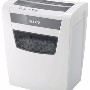 Leitz IQ Home Office P-4 dokumentu smalcinātājs ar daļiņu griezumu, 22 cm, balts