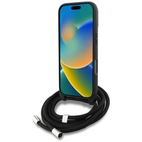 Karl Lagerfeld pār plecu nēsājams graudainas faktūras un logotipa viedtālruņa apvalks iPhone 16 Pro - melns