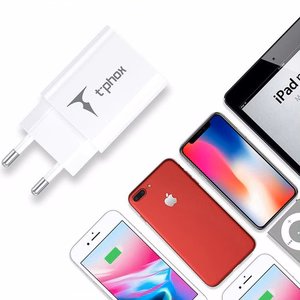 SIENAS LĀDĒTĀJS T-PHOX MINI-EU MICRO USB BALTS 1.2M 2.4A