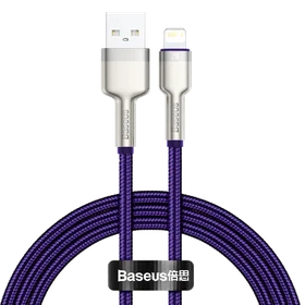 USB kabelis Lightning Baseus Cafule, 2.4A, 1 m (violets)