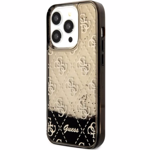 Guess GUHCP14LLC4PSGK iPhone 14 Pro 6.1" melns cietais viedtālruņa apvalks ar šķidro spīdumu 4G daļēji caurspīdīgs