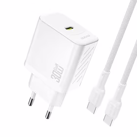 Dudao A27PCEU PD 30W GaN USB-C Wall Lādētājs with USB-C Kabelis - Balts
