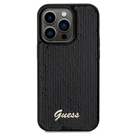 Guess Sequin Script Metal viedtālruņa apvalks iPhone 14 Pro - melns