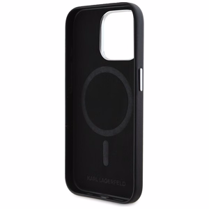 Karl Lagerfeld FW Metal Plate Magnētiskais iPhone 15 Pro Max viedtālruņa apvalks - melns