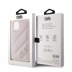 Karl Lagerfeld Diagonal Quilted Script чехол для iPhone 11 / Xr - розовый