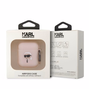 Karl Lagerfeld KLA2RUNIKP AirPods 1/2 чехол розовый/розовый Silicone Karl Head 3D
