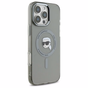 Karl Lagerfeld IML Metal Karl Head Magnētiskais viedtālruņa apvalks iPhone 16 Pro Max - melns